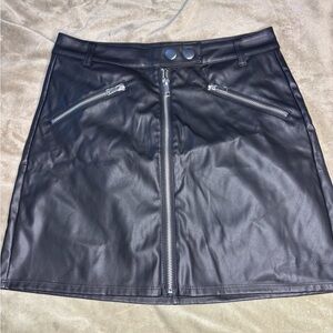 Leather Zip up Skirt